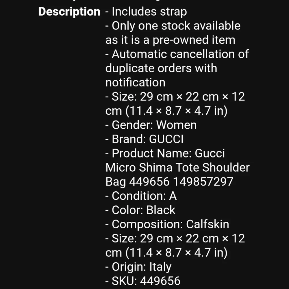 Dbl Authenticated Gucci Micro Shima Tote Shoulder Bag 449656 149857297 - Picture 13 of 13